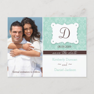 Damask Photo Save the Date Postcard