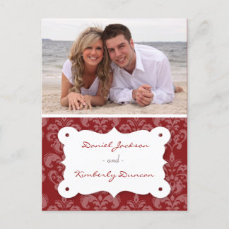 Damask Photo Save the Date Postcard