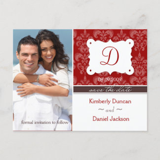 Damask Photo Save the Date Postcard