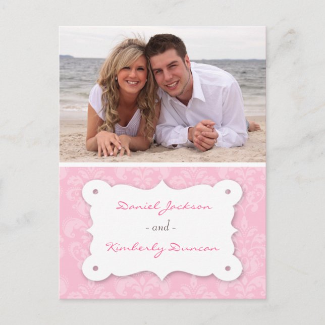 Damask Photo Save the Date Postcard (Front)