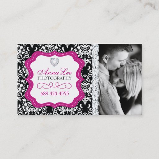 Customizable Damask Photographer Business Cards