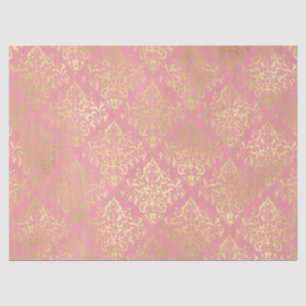 Damask pink and gold elegant vintage Victorian Tissue Paper
