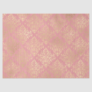 Damask pink and gold elegant vintage Victorian Tissue Paper