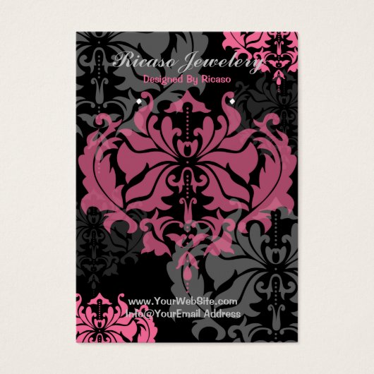 Damask Pink And Grey Earring Background (Front)