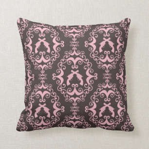Damask pink black guns grunge western pistols chic throw pillow