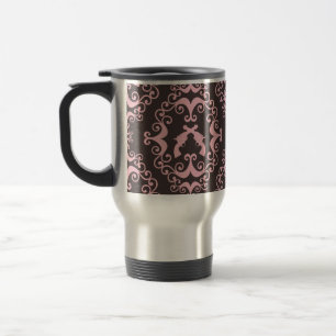 Damask pink black guns grunge western pistols chic travel mug