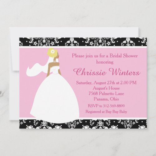 Damask Pink Bride Bridal Shower Invitation