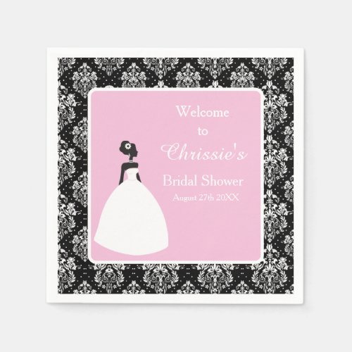 Damask Pink Bride Bridal Shower Napkins