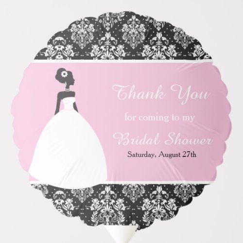 Damask Pink Bride Bridal Shower Thank You Balloon