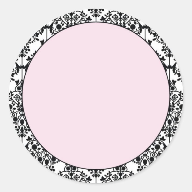 Damask Pink Classic Round Sticker (Front)