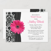 Damask Pink Gerbera Daisy Recipe Bridal Shower Invitation (Front/Back)