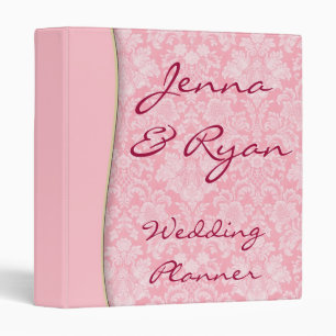 Damask Pink Wedding Planner or Recipe Bridal 3 Ring Binder