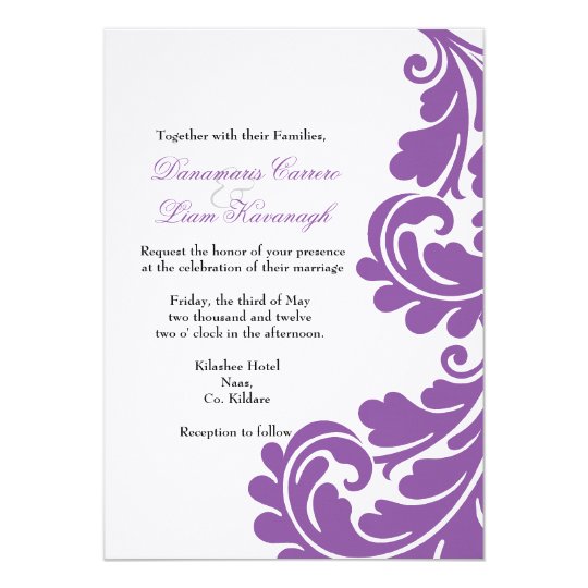 Damask Purple and White Wedding invitation -Custom | Zazzle.com