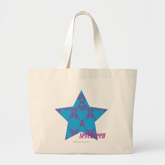 Damask Purple-Aqua 2 Large Tote Bag (Front)