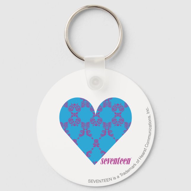 Damask Purple-Aqua 3 Keychain (Front)