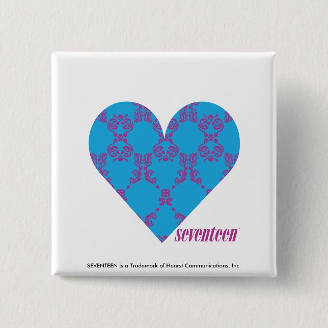 Damask Purple-Aqua 3 Pinback Button (Front)