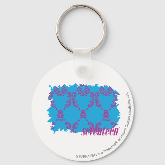 Damask Purple-Aqua 4 Keychain (Front)