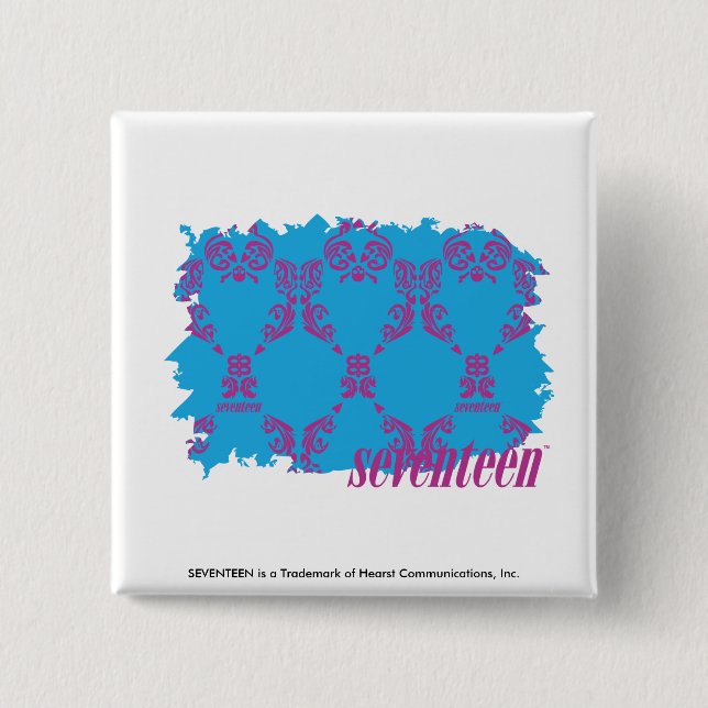 Damask Purple-Aqua 4 Pinback Button (Front)