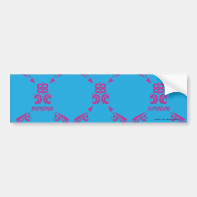 Damask Purple-Aqua Bumper Sticker (Front)