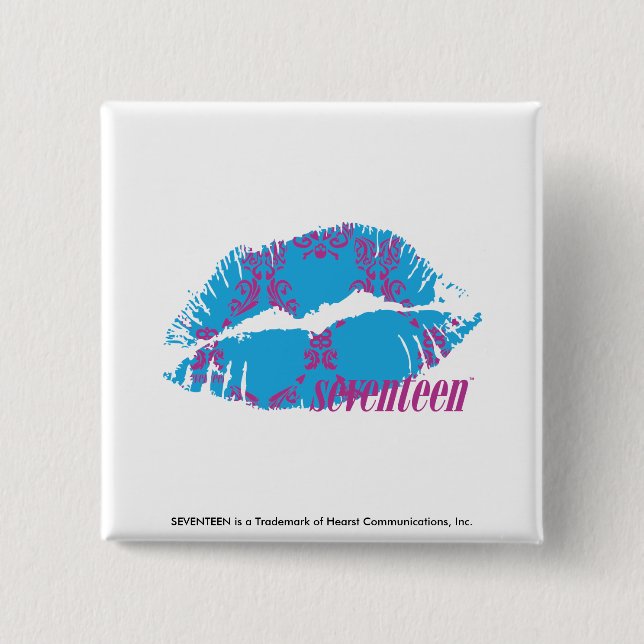 Damask Purple-Aqua Pinback Button (Front)