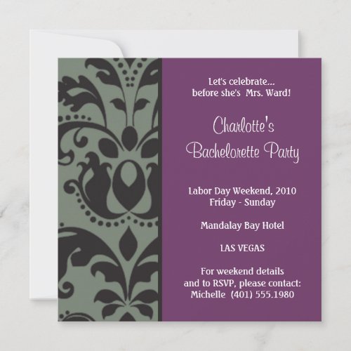 damask purple; bachelorette announcement