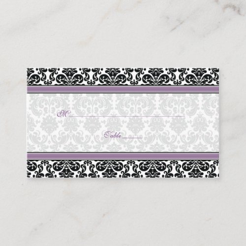 Purple, Black, White Damask Wedding Place Cards Business Card Templates