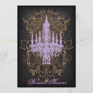 Damask Purple Chandelier vintage Bridal Shower Invitation