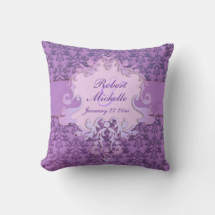 Damask purple commemorative wedding pillow