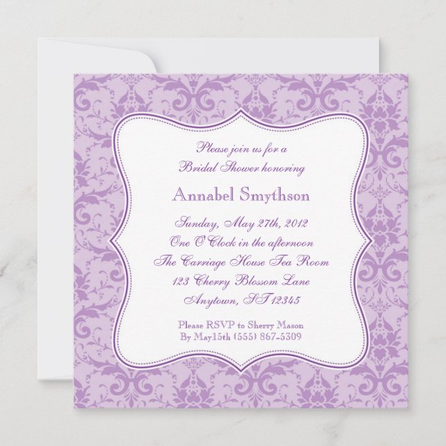 Damask Purple Elegance Invitation (Front)