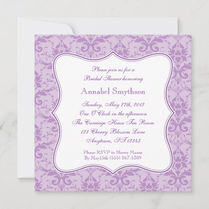 Damask Purple Elegance Invitation | Zazzle.com