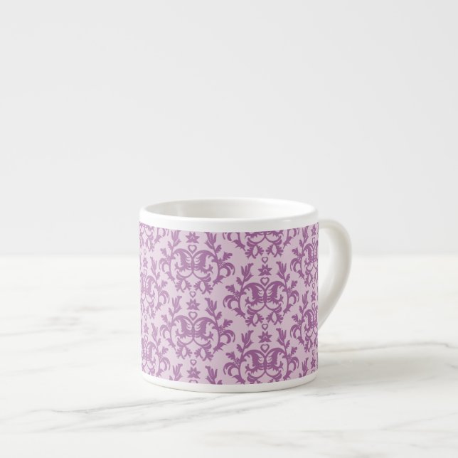 Damask purple espresso mug (Front Right)