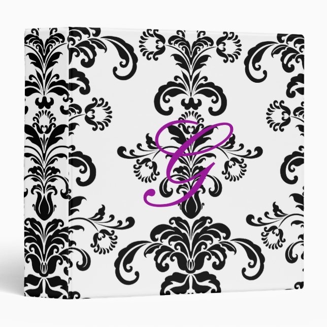 Damask purple initial Binder (Front/Spine)