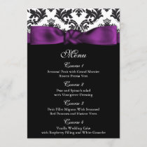 damask purple wedding menu