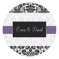 damask purple  Wedding Monogram stickers