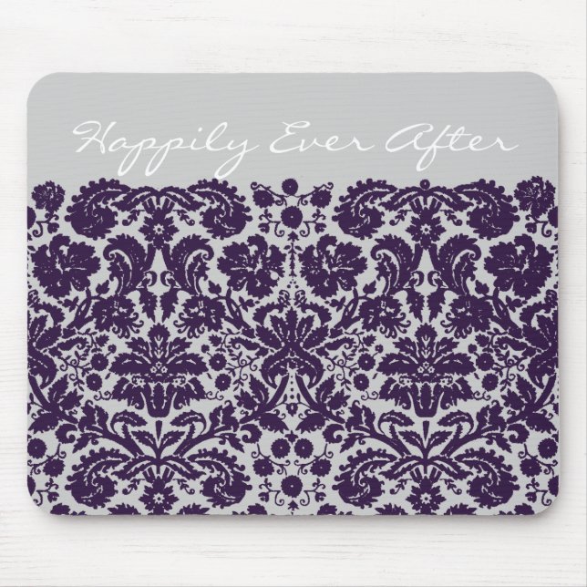 Damask Purple Wedding Mouse Pad (Front)