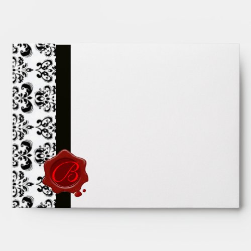 DAMASK RED WAX SEAL MONOGRAM ENVELOPE