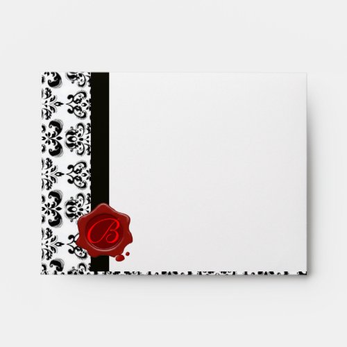 DAMASK RED WAX SEAL MONOGRAM ENVELOPE