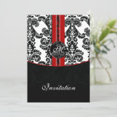 damask red wedding invitation (Standing Front)
