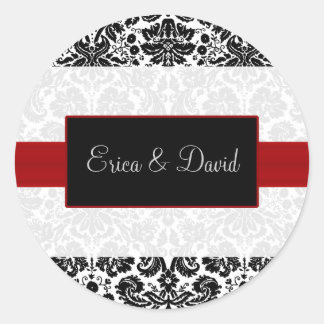 damask red Wedding Monogram stickers