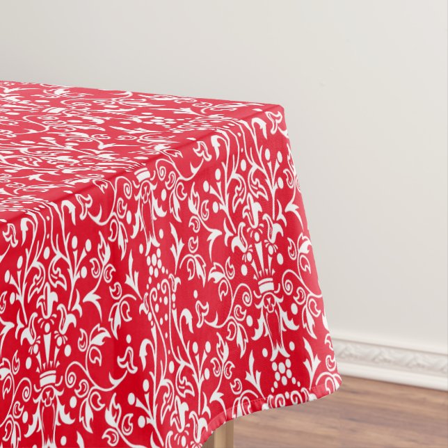 Damask Red & White Tablecloth (In Situ)