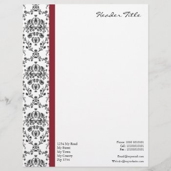 Damask Regal Letterhead by Ricaso_Intros at Zazzle