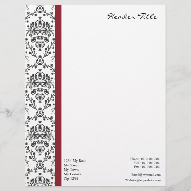 Damask Regal Letterhead (Front)