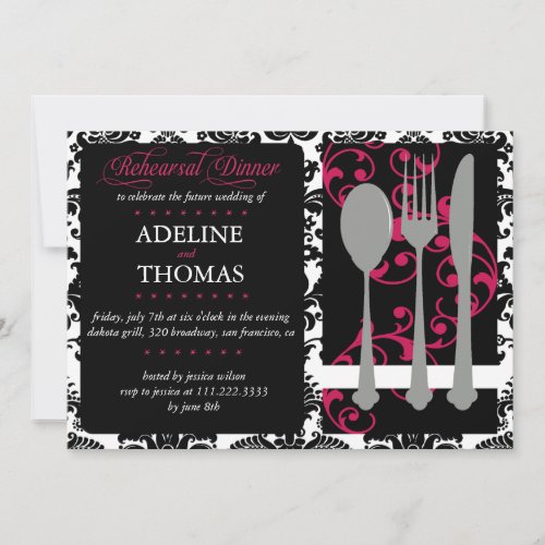Damask Rehearsal Dinner : Invitation