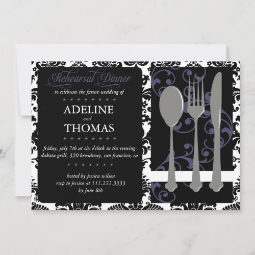 Damask Rehearsal Dinner : Invitation