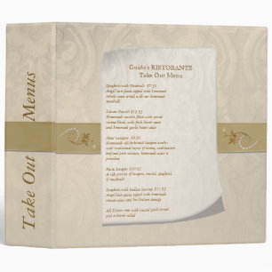 Damask Resturant Take Out Menus Binder