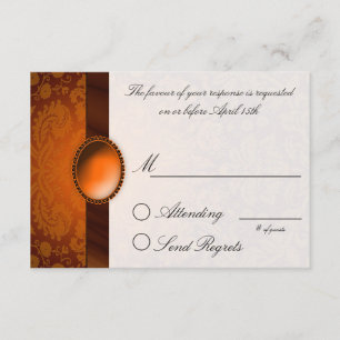 Damask Ribbon Copper Reply Card