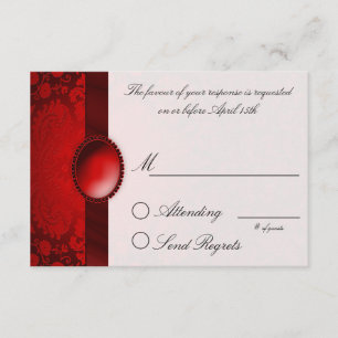 Damask Ribbon Red  Reply Card