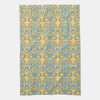 Damask robins egg blue old world kitchen towel