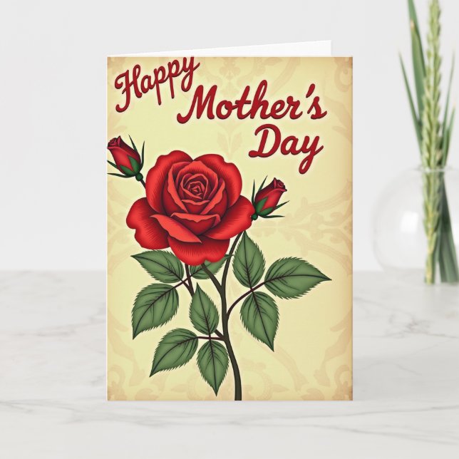 Damask Rose Celebration Card (Front)