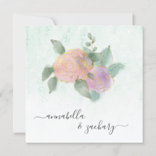 *~* Damask ROSE QR RSVP Glitter - AR12 Wedding Invitation